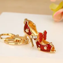 Рукодельные алмазные высокие туфли с автомобильным кольцом для ключей, женские, в Корейском стиле, милые, креативные, с подвеской, брелок, металлическая позолоченная цепь, подарок, кто