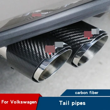 

Carbon fiber tail throat exhaust pipe silencer for Volkswagen Golf 6 7 MK7.5 POLO TIGUAN MK2 CC passat accessories 1.4T
