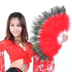 Feather Hand Fan Handmade Luxurious African Dance Lace Feather Fans  Elegant Large Feather Folding Hand Fan Wedding Belly Dancin