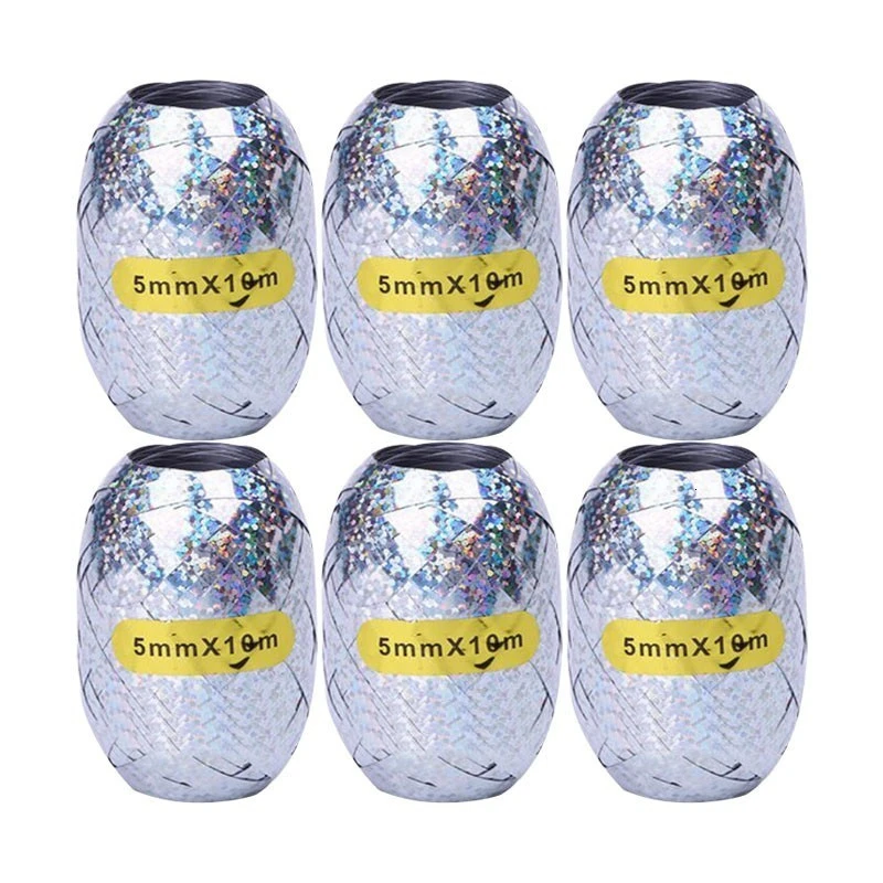 6PCS Silver Ribbon 5 шт. 12 дюймов многоцветный воздушный шар "Конфетти" фольгированный шар Свадебная вечеринка украшение утолщение груша шары украшения на день рождения - Цвет: 6PCS Silver Ribbon