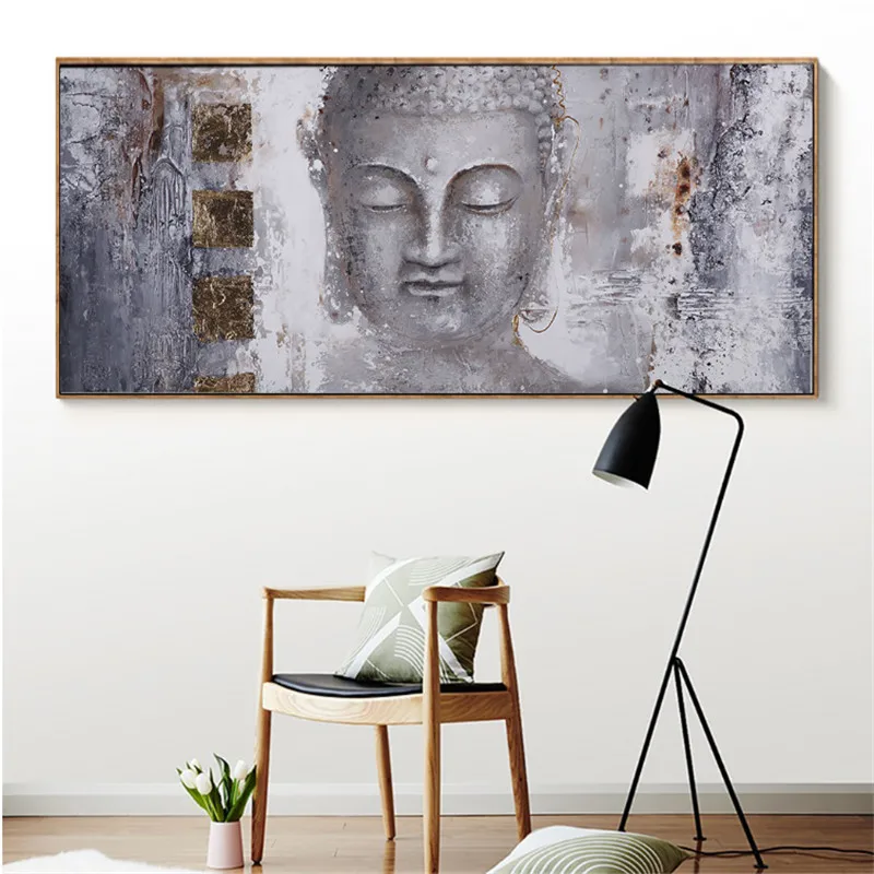 Большой размер Будда дзен настенная живопись на холсте украшение дома гостиная ручная роспись маслом