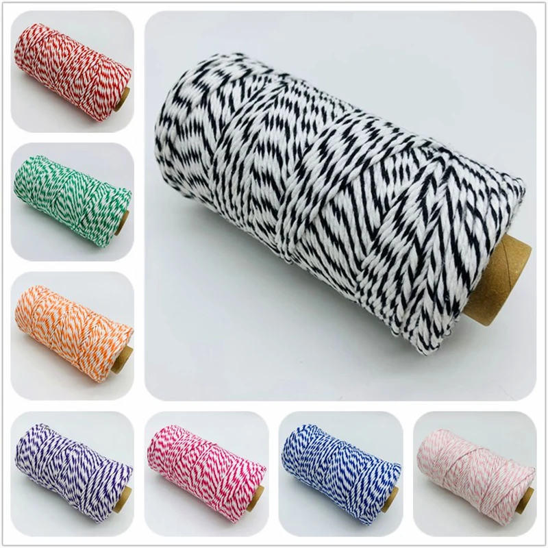 2mm Cotton rope 10yards/Lot Colorful Twisted String for Home Decor Handmade Christmas DIY Gift Wrap