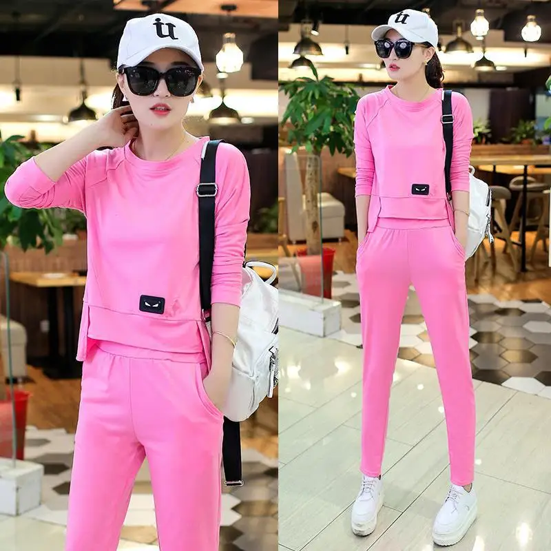

Sports Leisure Suit Women's Long-Sleeve Jogging Suits Loose-Fit Spring And Autumn Hoodie Two-Piece Set