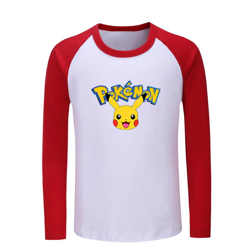Детские футболки с рисунком покемона покебол PIKACHU Детские футболки с рисунком топы с длинными рукавами для мальчиков и девочек, рождественский подарок - Цвет: JeKCR582C