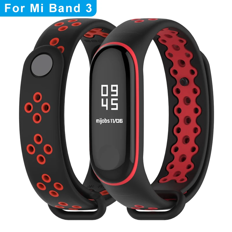Mi4 3 Black Red Mi jobs mi Band 4 ремешок спортивный mi band 3 браслет для xiaomi mi band 3 ремешок Цветной силиконовый сменный - Цвет: Mi4 3 Black Red