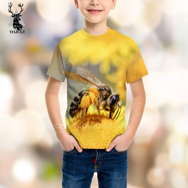 3D print girls boy bee t shirt fashion off white Anime Harajuku t-shirts modis kids O-neck Short Sleeve Hip Hop streetwear tops