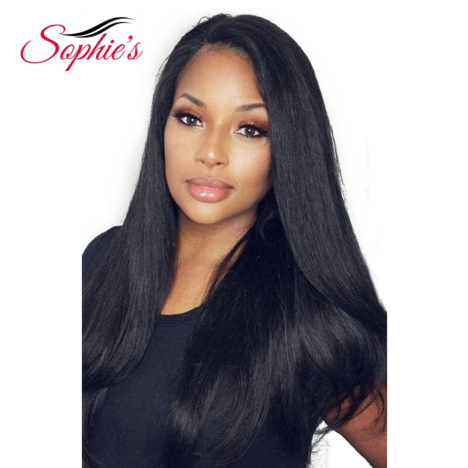 Sophie's Brazilian Straight 2*4 Lace Part Wig Human Hair Wigs Non-Remy With Baby Hair Pre Plucked Natural Color 150% Density