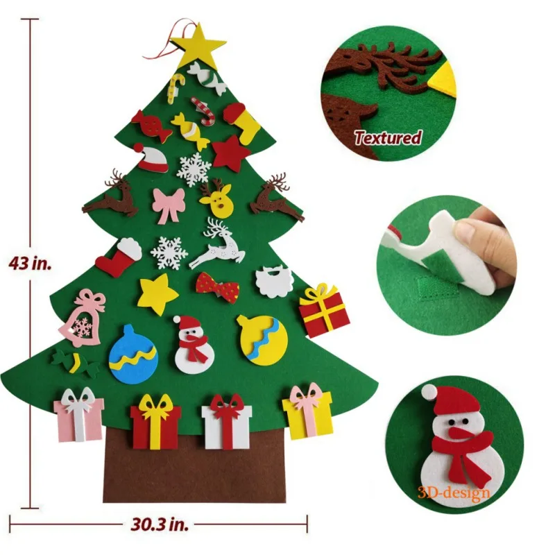 30pcs DIY войлочный комплект для рождественской елки комплект с 30 шт. съемными орнаментами Войлок Рождество год игрушки украшения домашний декор - Цвет: 30pcs