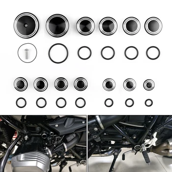 

Areyourshop Motorcycle Frame Hole Caps Frame Cap Set For BMW R1200 R NINE T 14-16 Chrome Black 1Set Motorbike Covers Styling