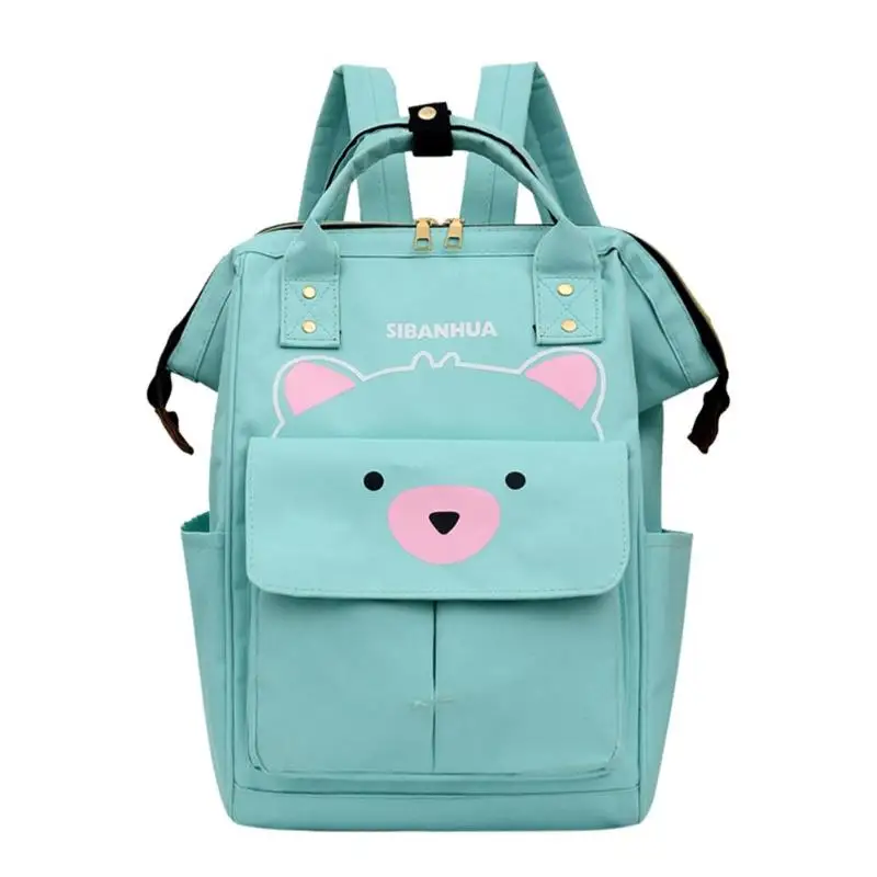 Green Bear Модный рисунок с милым медведем, Mommy, дорожные рюкзаки, большой нейлоновый подгузник для беременных, сумки с короткими ручками, детские пеленки для ухода, Mochila - Цвет: Green Bear