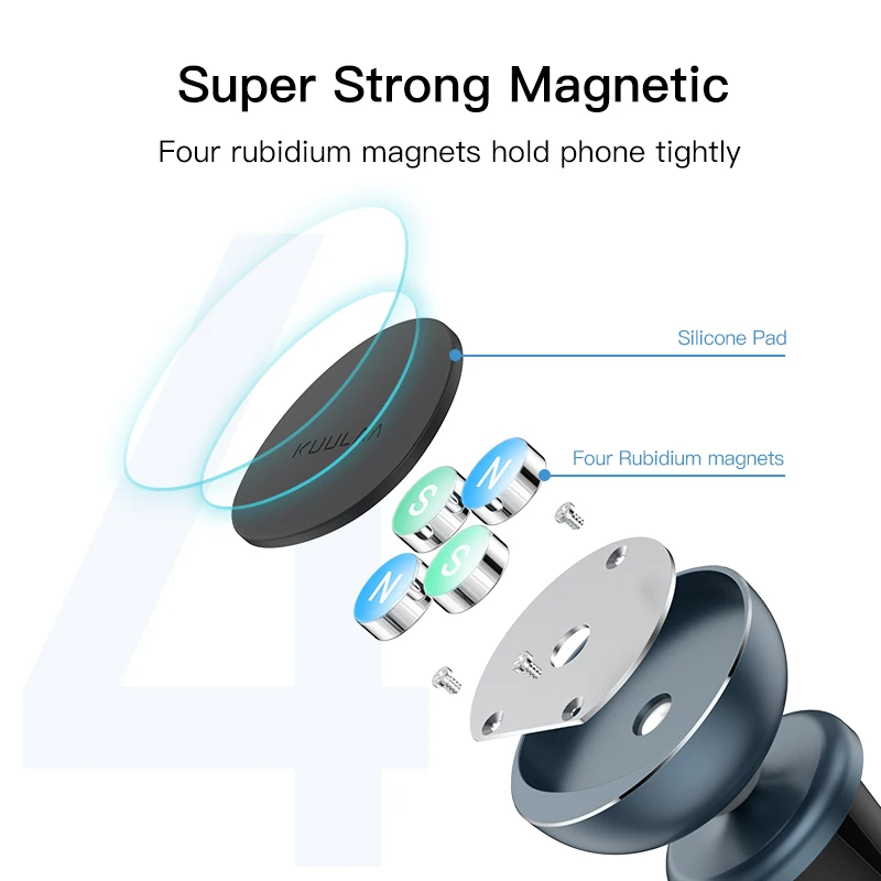 KUULAA магнитный автомобильный держатель для телефона с вентиляционным отверстием, металлический магнитный автомобильный держатель для телефона, вращение на 360 °, универсальная подставка для мобильного телефона, крепление в автомобиле