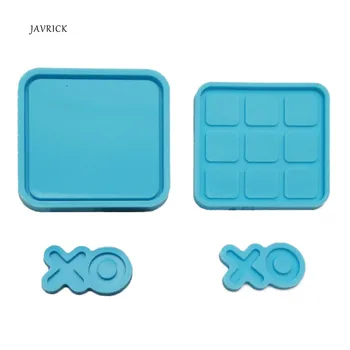 

4 Pack Tic Tac Toe Game Board and X O Silicone Molds Set Epoxy Resin DIY Craft Mold for Christmas Night Art Crafts Tools