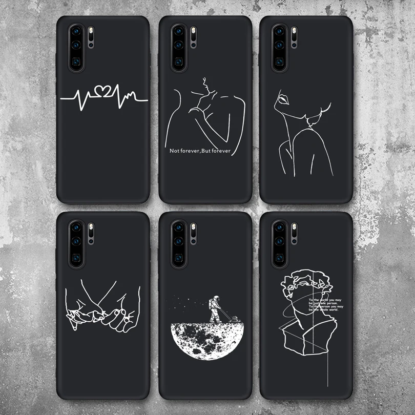 

Phone Case For Huawei P20 Lite P20Pro P30 Honor 10 Fashion Abstract Art Lover Face Soft TPU For Huawei Honor 20 Phone Case