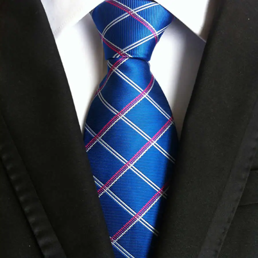Модные мужские галстуки классические галстуки в клетку шелковые 8 см галстуки для мужчин зеленый синий черный жаккард тканые бизнес Свадебные Галстуки - Цвет: 13