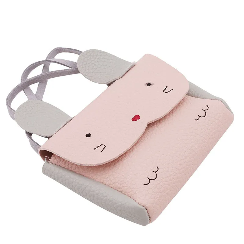 pink Кошелек из искусственной кожи для девочек, кошелек, Детский кошелек с кроликом, сумка на одно плечо, маленький кошелек для монет, кошелек для детей, кошелек для младенцев - Цвет: pink