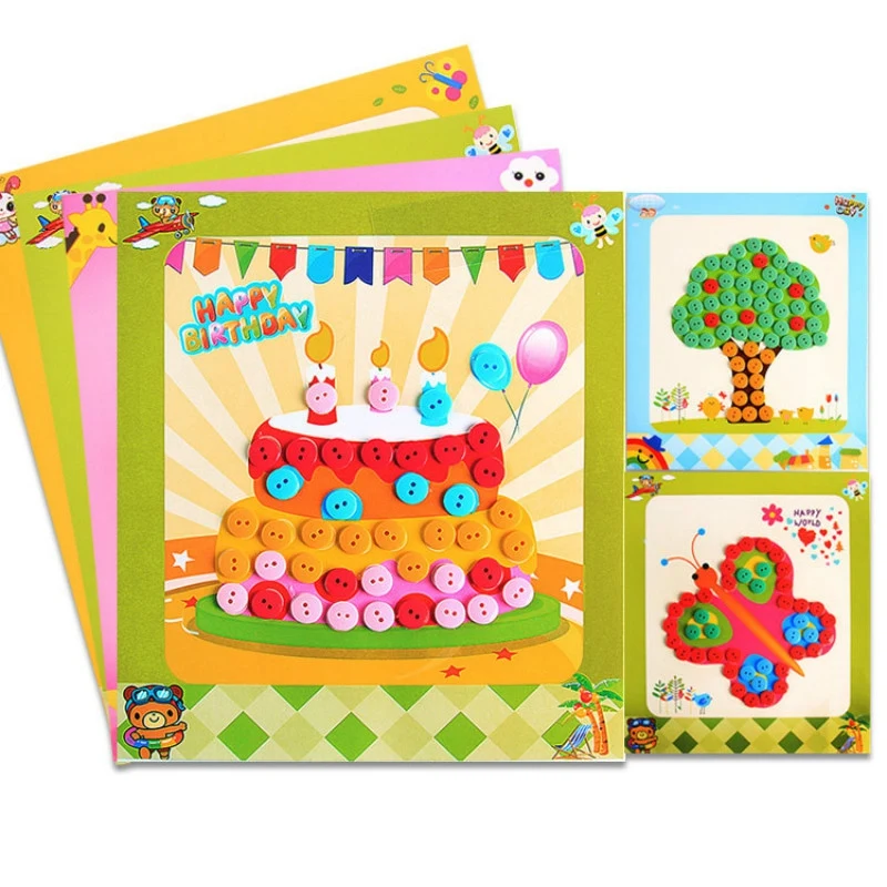 

Button Stickers Children'S Handmade Button Stickers Kindergarten Manual Creative Diy Kit
