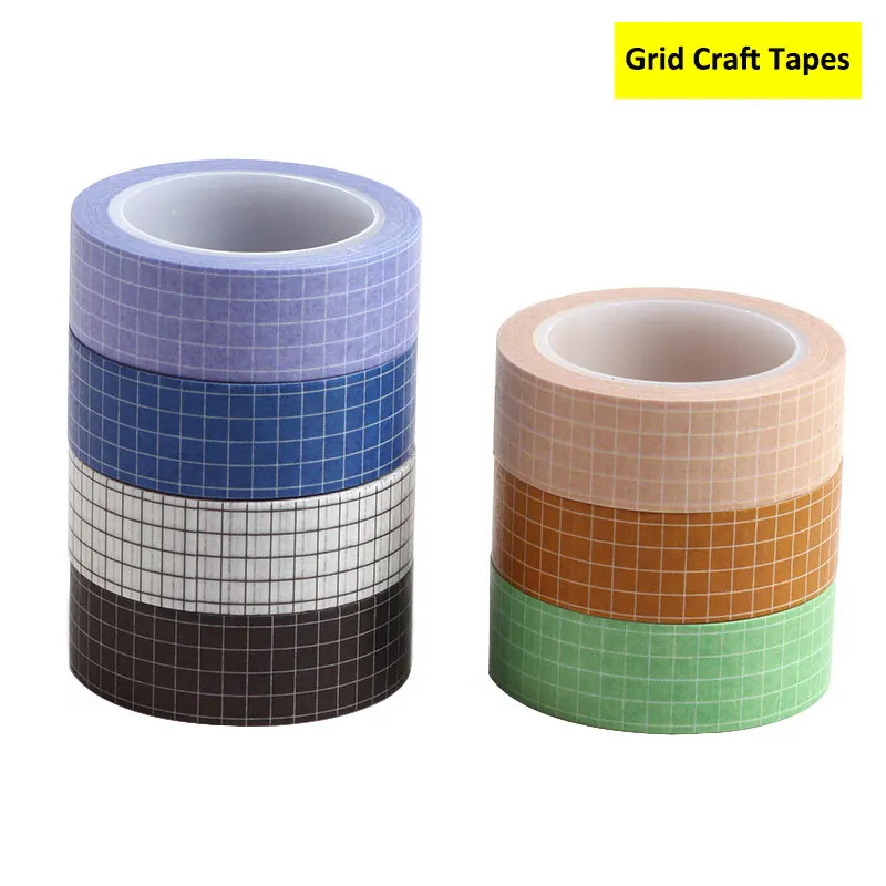 

1roll/lot Colorful 15mmx10m Grid Washi Tape Adhesive Writable Masking Tapes for DIY Scrapbooking Decoration Stationery Tape