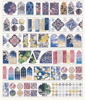 

Colorful Season Flower Window Washi Masking Tapes for Card Making Bullet Journal DIY Scrapbooking Label Stickers