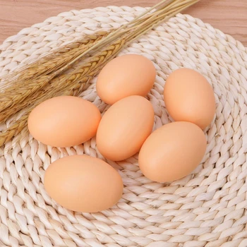 

Wooden Fake Brown Egg Cartoon Ornament Kids Drawing Toy Etching Hatching Craft