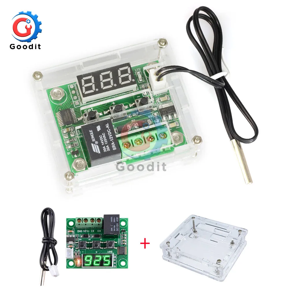 W1209 110-220V Green W1209 AC 110 V-220 V светодиодный цифровой термостат контроль температуры термометр термо контроль ler модуль переключателя w/источник питания AC-DC - Цвет: W1209 110-220V Green