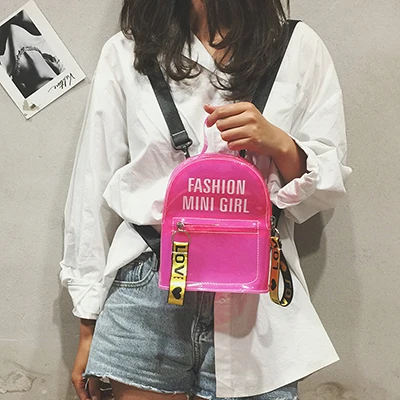 Pink Модный женский желеобразный рюкзак, сумка для телефона Ptgirl, женский прозрачный мини-рюкзак для телефона, прозрачный рюкзак через плечо для девушек - Цвет: Pink