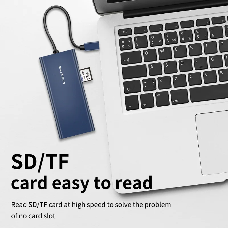 Кабельный концентратор USB Type C к HDMI USB 3,0 SD/TF кард-ридер VGA 3,5 мм адаптер темно-синий для huawei Matebook PD зарядка N302