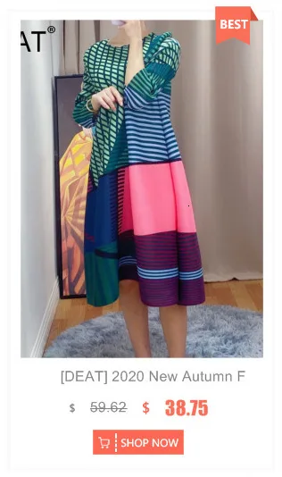 [DEAT] 2020 New Summer Fashion Pleated Dress Women Hit Color Print Csaul Sleeveless Loose Over Size Elegant Round Collar TX069