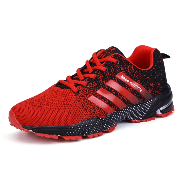 Fashion Men's Shoes Portable Breathable Running Shoes 46 Large Size Sneakers Comfortable Walking Jogging Casual Shoes 48 red