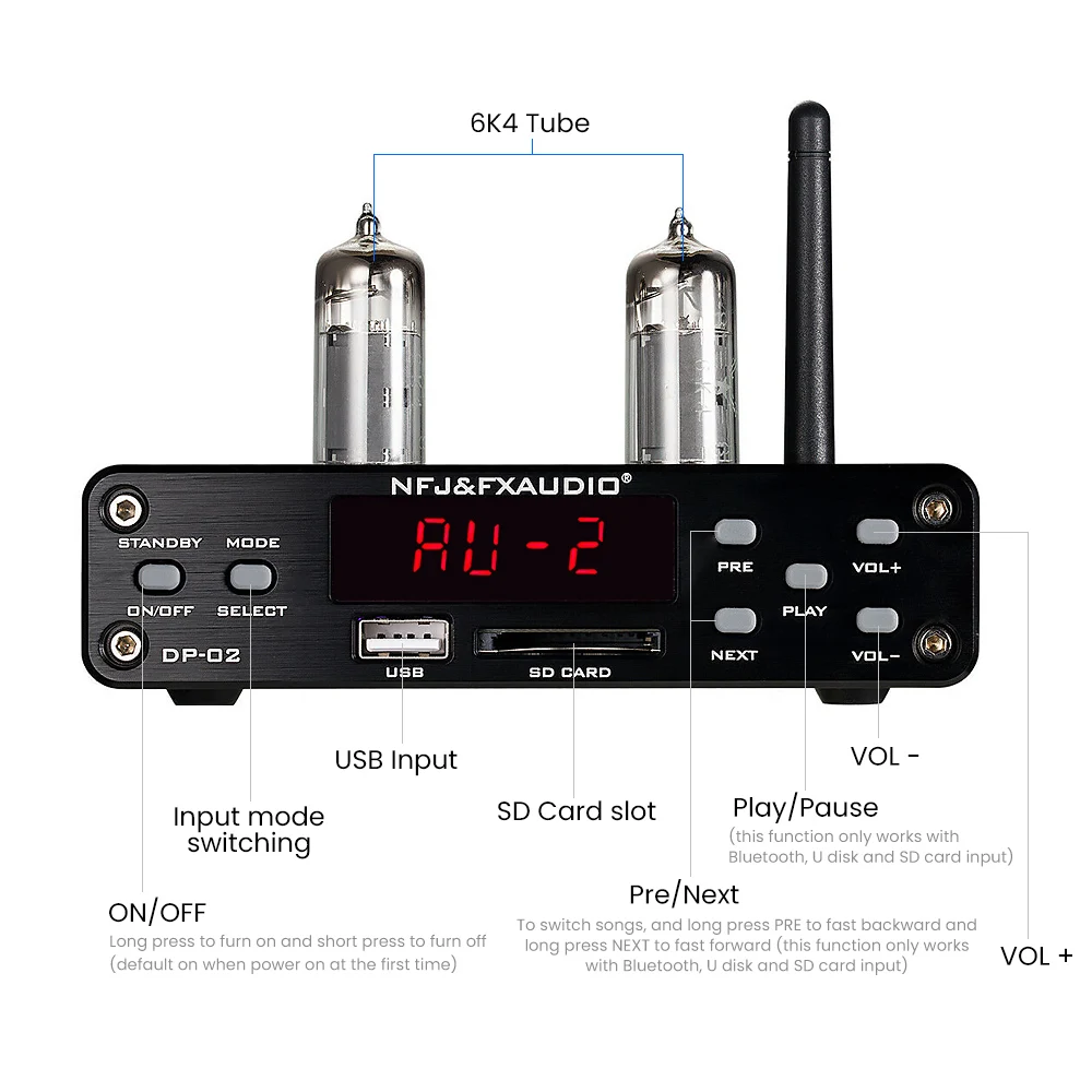 Bluetooth усилитель для домашнего кинотеатра вакуумный наушников Premp Hi Fi стереозвук