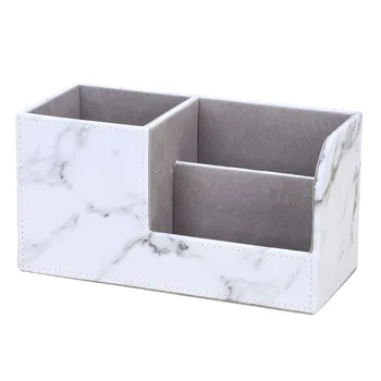 

Wooden Struction Leather Multi-Function Desk Stationery Organizer Storage Box Pen/Pencil,Cell Phone, Business Name Cards Remote