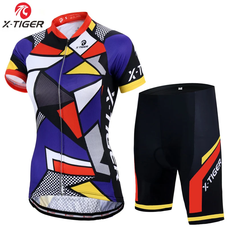 Cycling Set X-тигр летом Для женщин MTB велосипеда Велосипедная форма дышащая Mountian Велосипедный Спорт одежда Ropa Ciclismo быстрый сухой Велоспорт Джерси Наборы для ухода за кожей - Цвет: Cycling Set