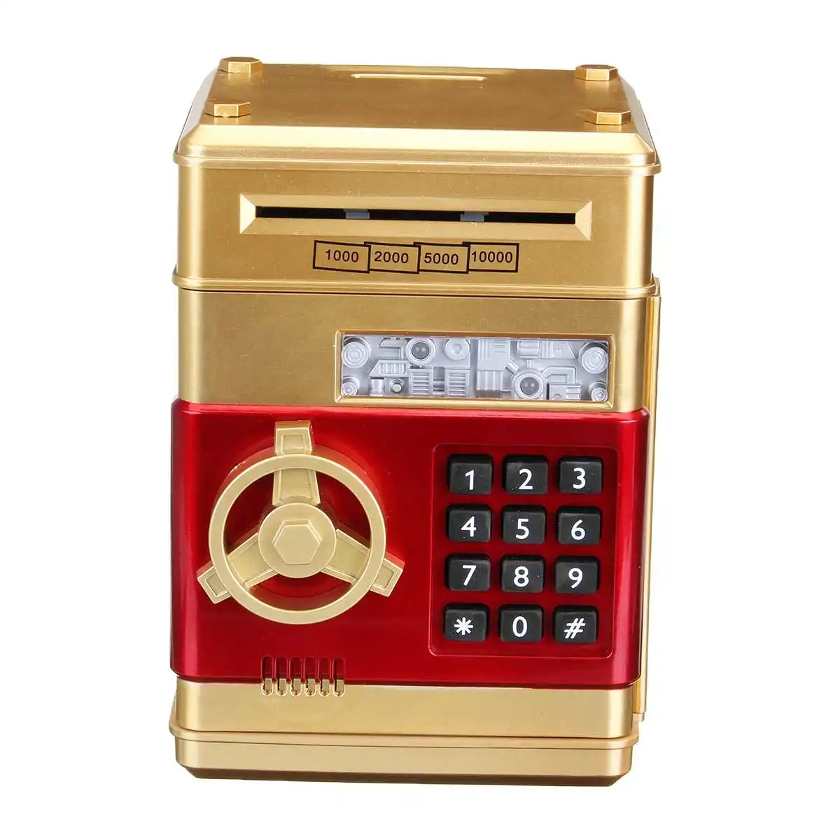 Золотой Electronic Piggy Bank ATM Password Money Box Cash Coins Saving ATM Bank Safe Box Auto Scroll Paper Banknote For Kids Gift - Цвет: Золотой