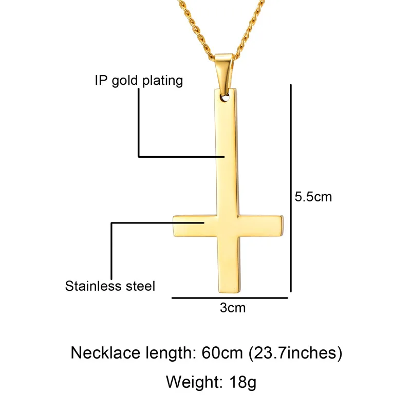 1 предмет; Модный комплект Нержавеющая сталь перевёрнутый крест подвеска, ожерелье панк черный, серебристый цвет Цепочки и ожерелья Для мужчин, чокер