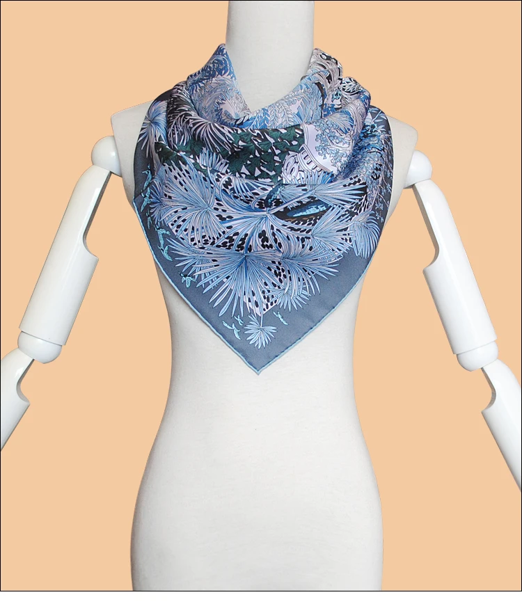 HuaJun 2 магазин | классический узор пополнение "Жардин а Синтра" 90 Шелковый квадратный шарф саржевый шарф с принтом ручная работа