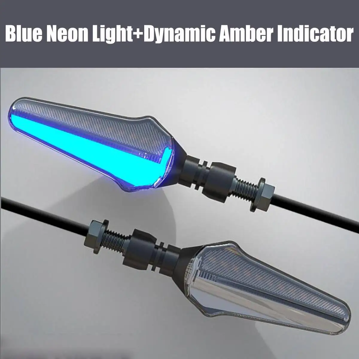 2x Modification Motorcycle Indicator Led Turn Signal Light Red/Blue/Red Neon Light& Flowing Dynamic Amber Indicator Signal Lamp - Цвет: Blue and Amber
