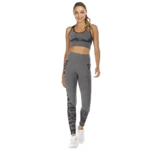 Комплект из 2 предметов, камуфляжный, камуфляжный, для йоги, спортивная одежда для женщин, для спортзала, фитнеса, одежда для занятий йогой, леггинсы+ спортивный бюстгальтер, спортивный костюм для спортзала, Femme