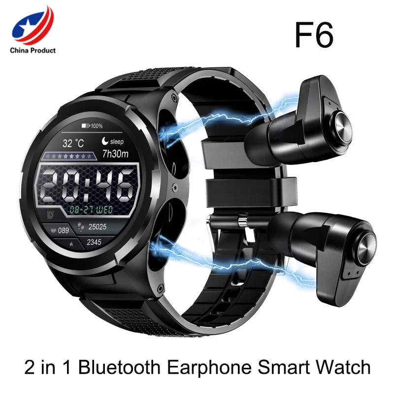 F6 1 28 дюймовый IPS экран 2 в Bluetooth наушники умные часы с поддержкой мониторинга