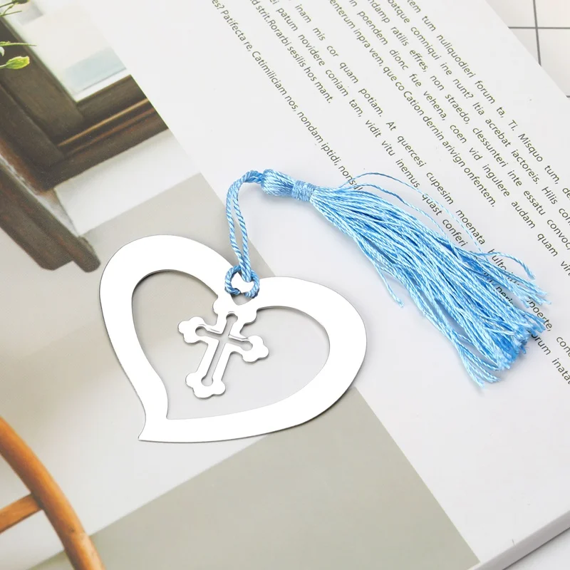 Metal Creative Heart Cross Bookmark School Supplies Romantic Bookmark Stationary