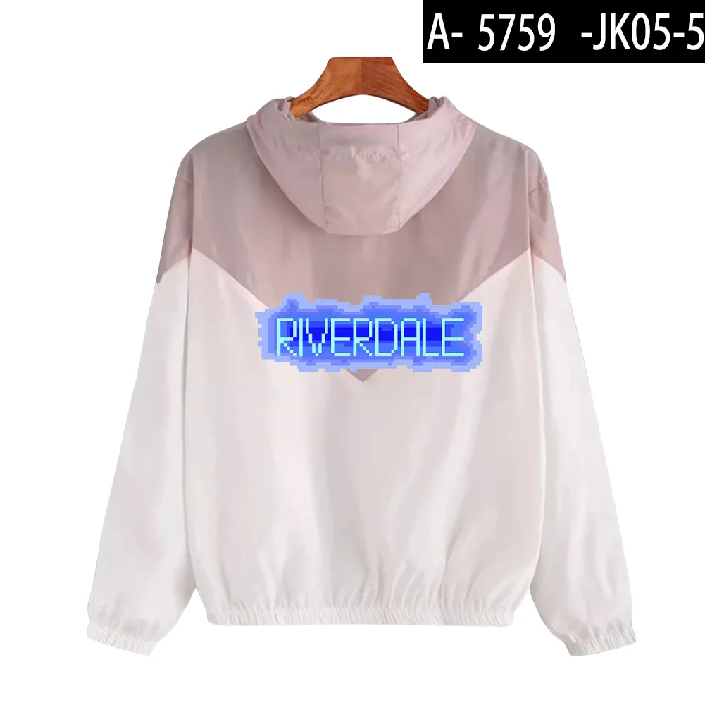 Riverdale Jackets Female Long Sleeves Women Clothing Color Matching Elastic Waist Hooded Jackets Europe And The United States - Color: pink
