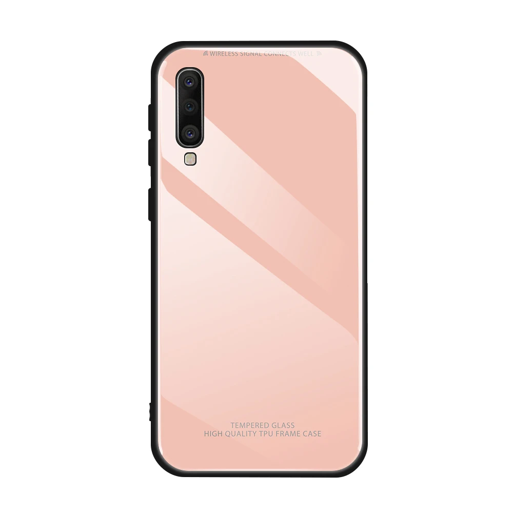Чехол для телефона из закаленного стекла для Samsung Galaxy A50S A50 S A 50 S 50 S простой чехол края из ТПУ стеклянная задняя крышка оболочка A50S A30S Coque - Цвет: Pink