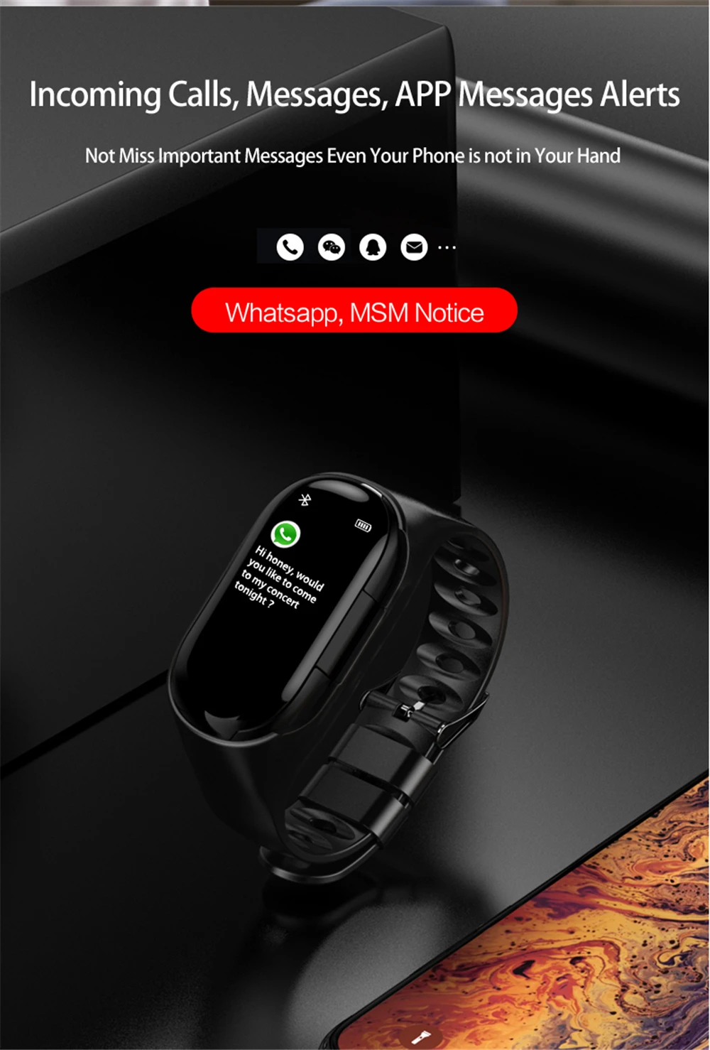 SYYTECH M1 умный браслет Bluetooth гарнитура 2-в-1 мониторинг здоровья мульти-спортивный режим Шагомер Смарт-часы-телефон