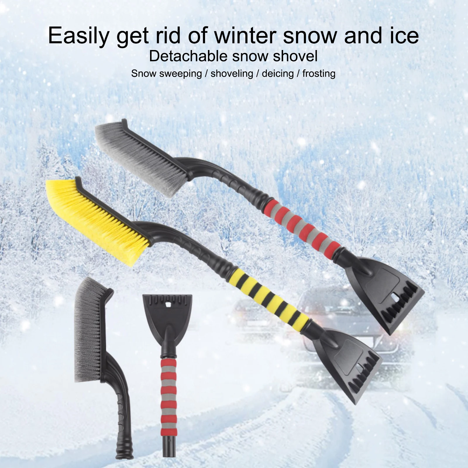 Car Snow Brush Shovel Winter Windshield Ice Scraper Detachable Auto