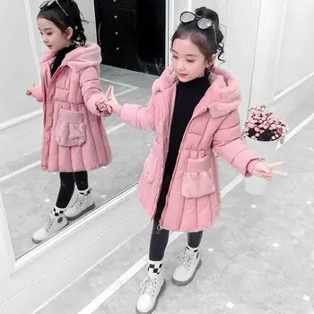 

Children Winter Jackets for Girls Warm Cotton-padded Coat Parka 2020 Kids Hooded Thick Outerwear Girl Clothes Long Coats