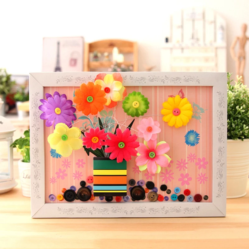 Saizhi DIY детские цветные кнопки наклейки красивые цветы Моделирование ручной работы детей ручной работы творческие развивающие игрушки