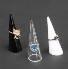 Новинка 1х черно-белые конусные кольца на кончики пальцев рук Подставка для демонстрации ювелирных изделий пластиковая подставка для хране...(China)