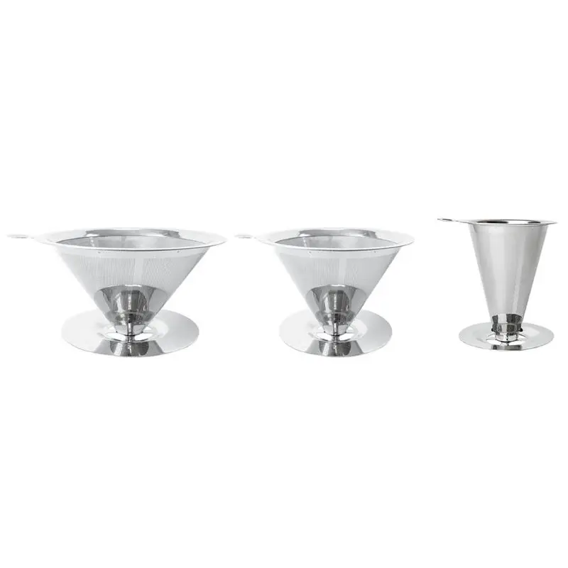 

Pour Over Coffee Dripper Stainless Steel Reusable Drip Cone Coffee Filter K4UA