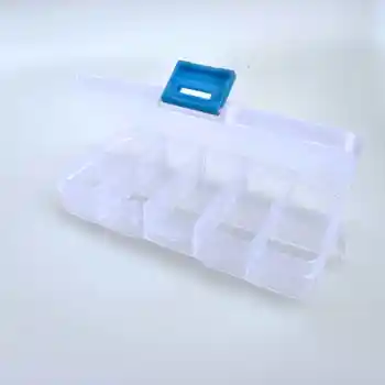 

3pcs Adjustable Plastic 10 Compartment Storage Box Earring Ring Jewelry Bin Bead Case Container A828