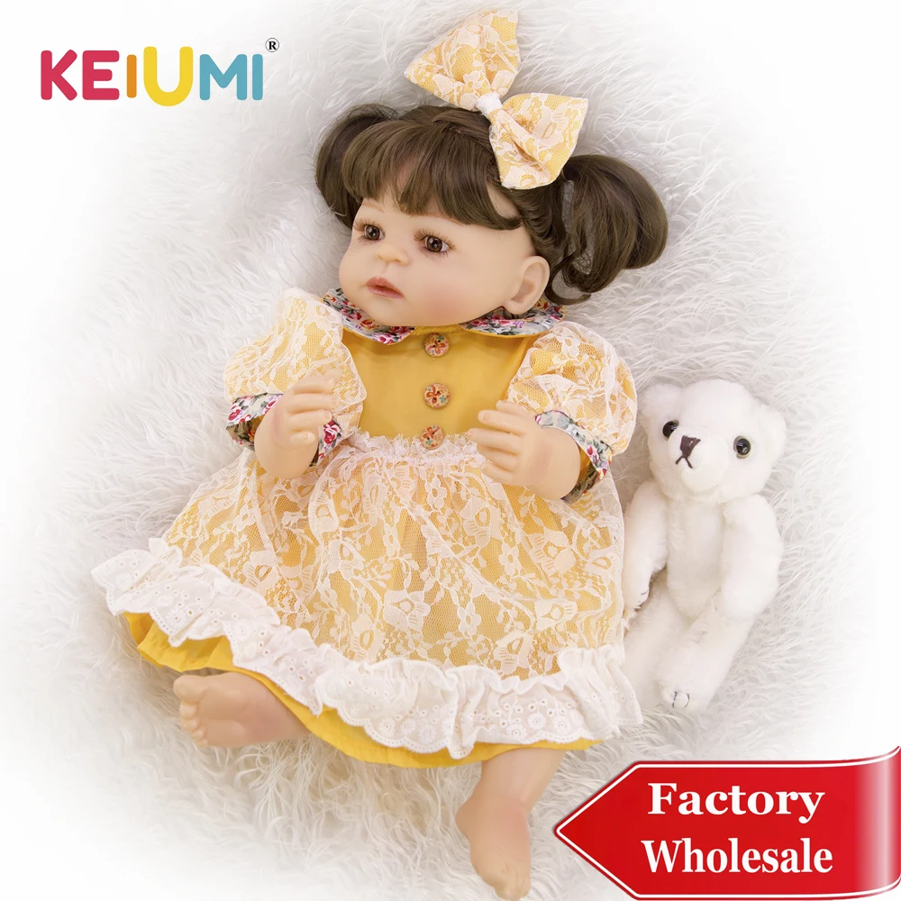 KEIUMI Реалистичная принцесса Reborn Baby Dolls девочка водонепроницаемый полный Силиконовый Винил DIY игрушки Красивая новорожденная возрожденная менина 55 см
