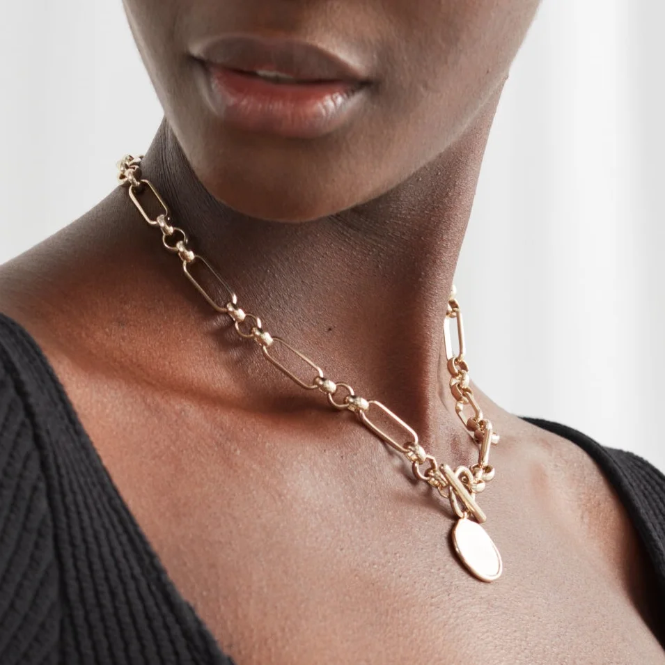 18k Gold Plated Brass Coin Necklace 