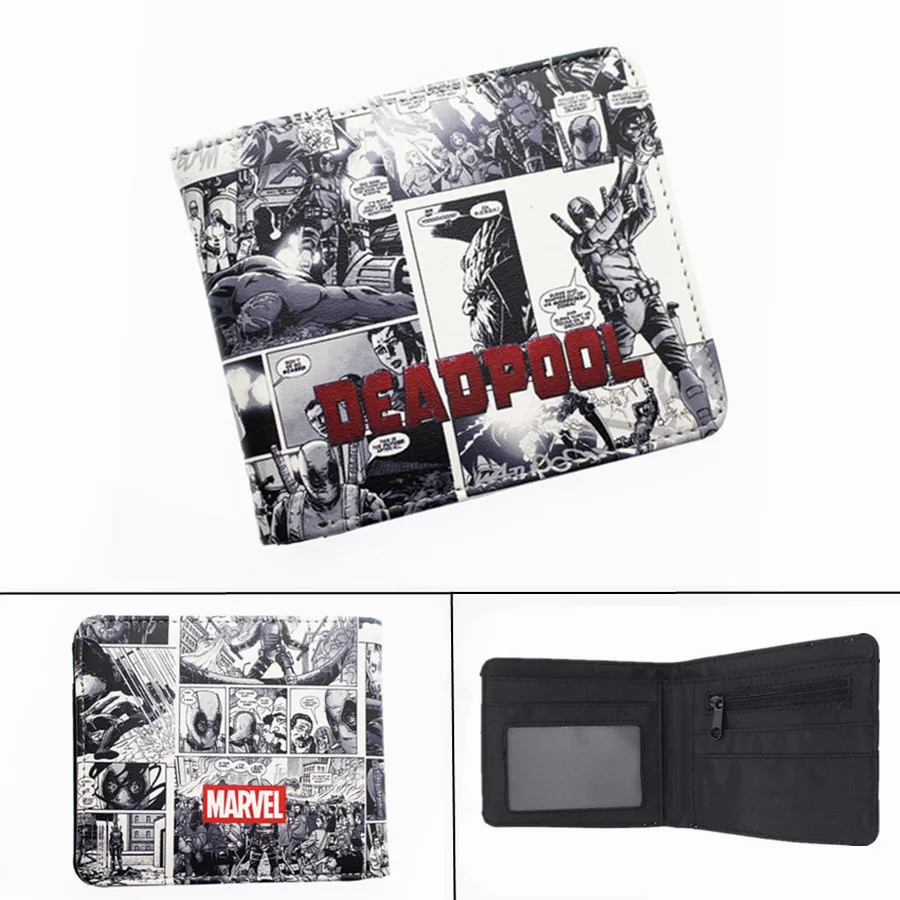 DC Deadpool 3 Pu короткий кошелек для мальчиков и девочек мужской карман для монет двойные фото держатель для карт слоистая Кожа Косплей кошельки с рисунками подарок